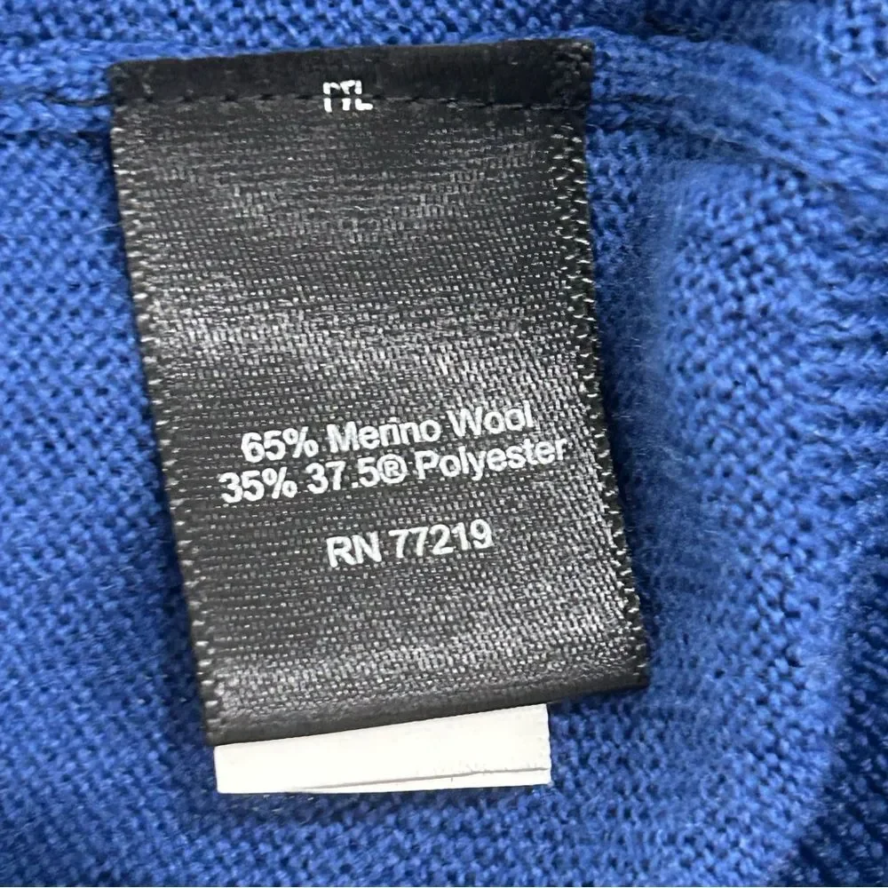 Kenneth Cole Awearness Wool Blend Blue Slim Fit Sweater Colorblock Sleeve XL